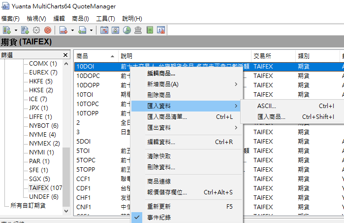 10大特定法人資料匯入到MultiCharts