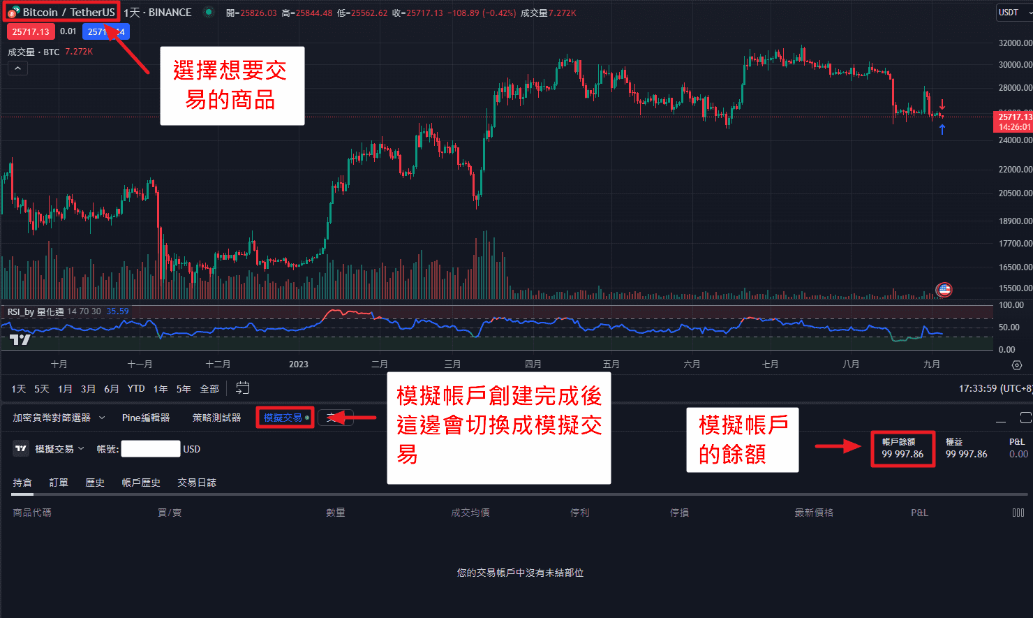 Tradingview 模擬交易 步驟 3