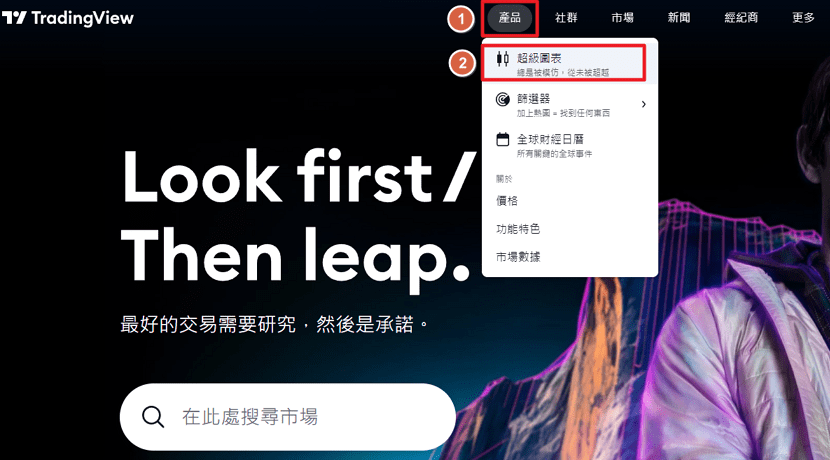 Tradingview 網頁版流程 1