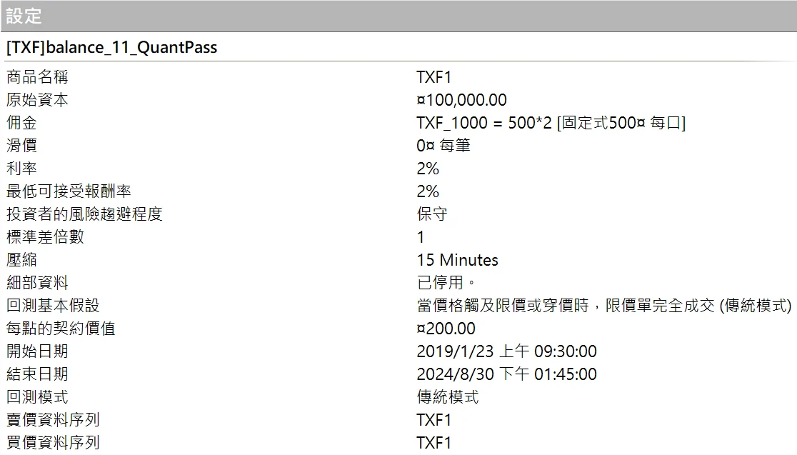 Txfbalance 11 Quantpass 設定