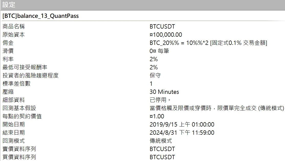 Btcbalance 13 Quantpass 設定